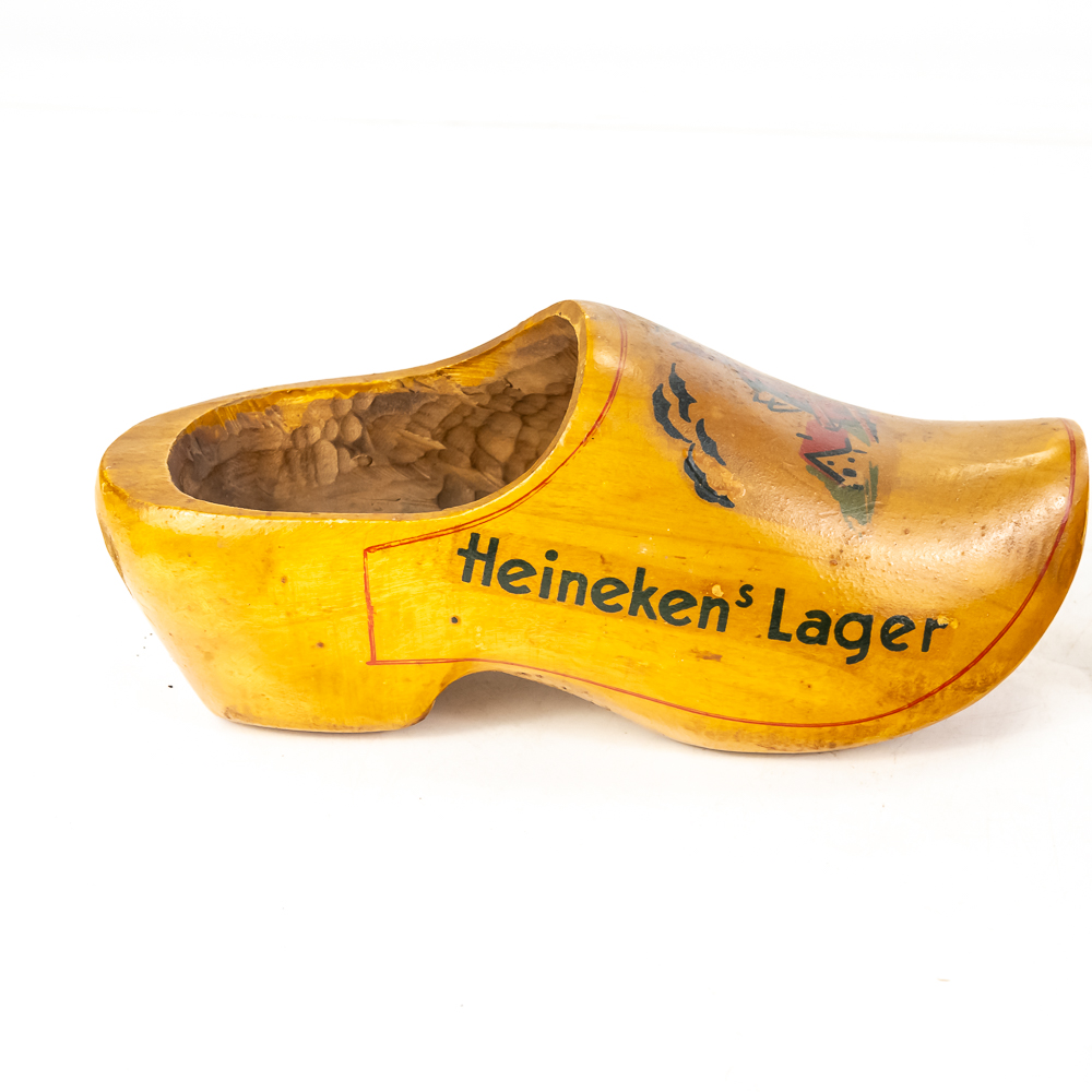 Pair of Vintage Heineken Beer Wooden Clogs