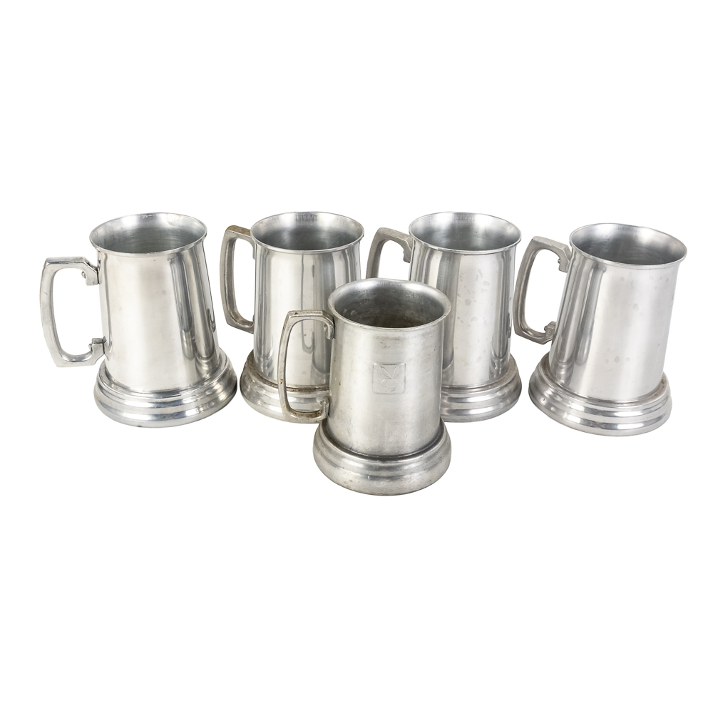 (5) Aluminum Beer Mugs