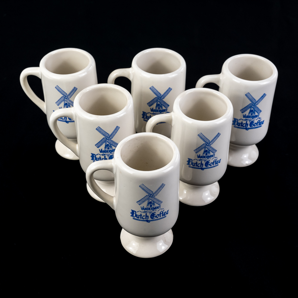 Set of Six Vandermint Dutch Coffee Pedestal Mugs