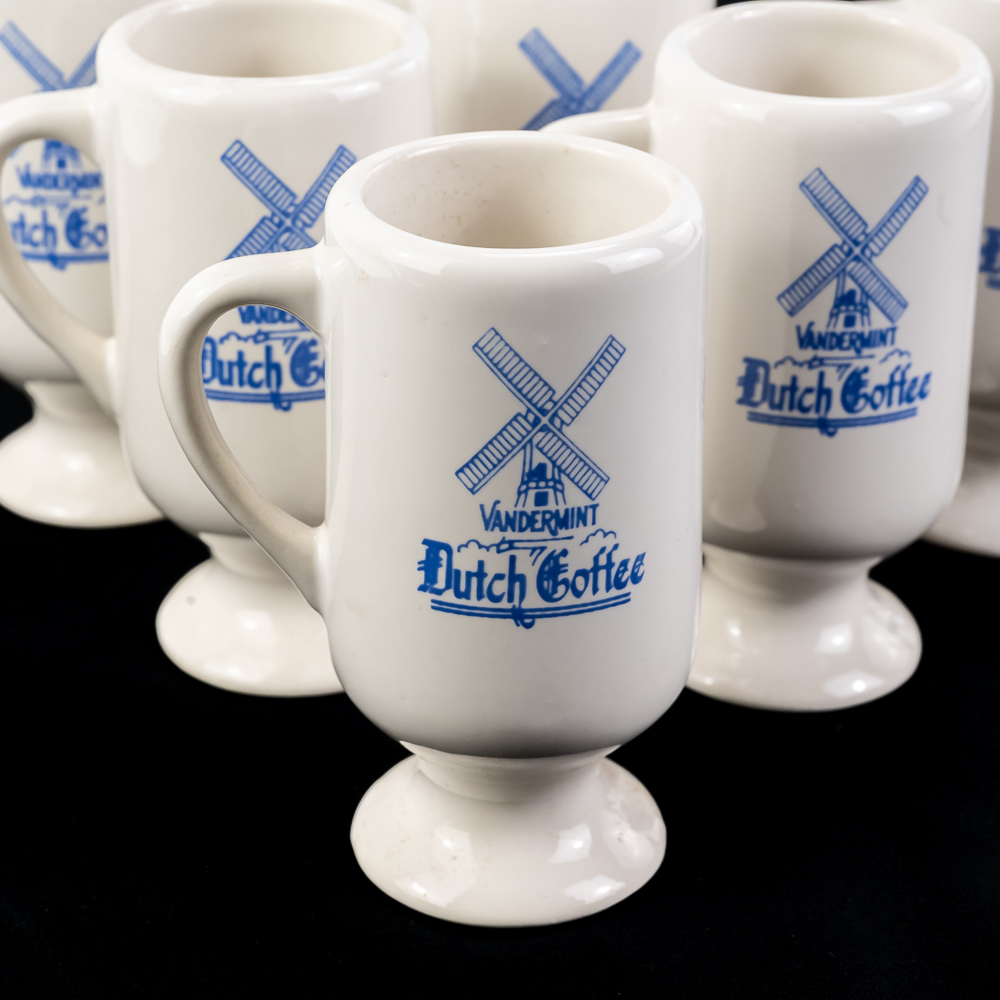 Set of Six Vandermint Dutch Coffee Pedestal Mugs