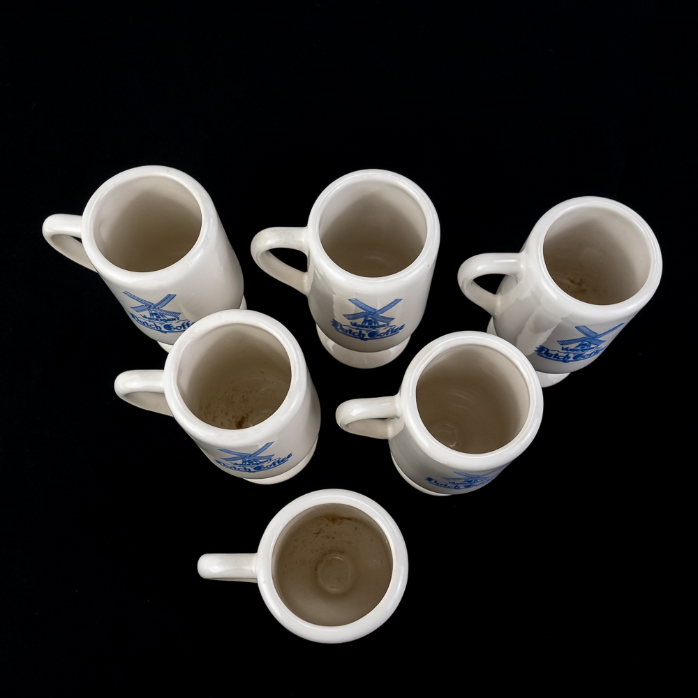 Set of Six Vandermint Dutch Coffee Pedestal Mugs