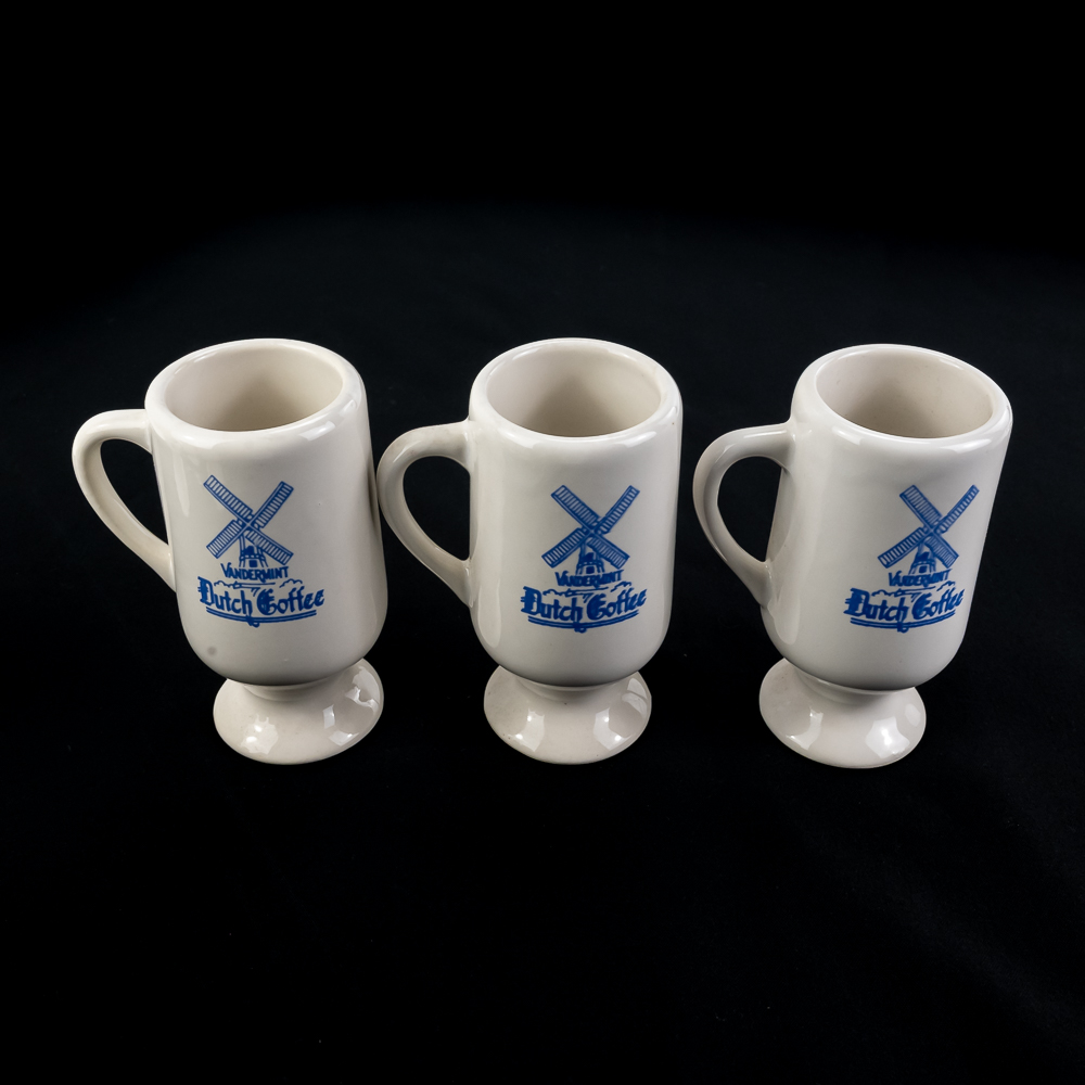 Set of Six Vandermint Dutch Coffee Pedestal Mugs