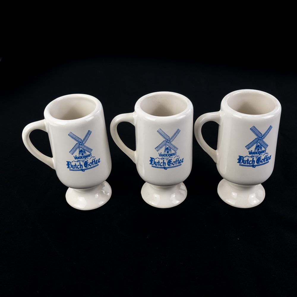 Set of Six Vandermint Dutch Coffee Pedestal Mugs