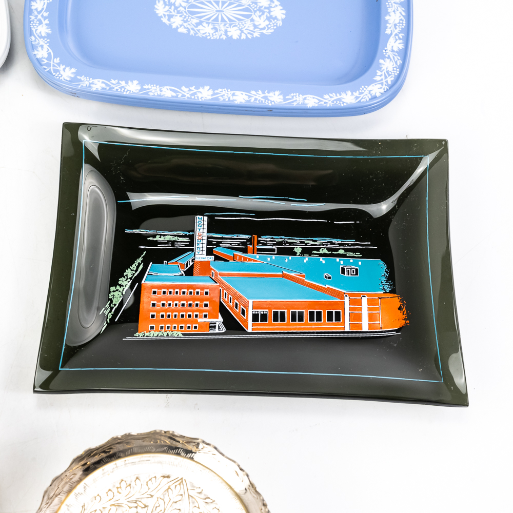 Box Lot Vintage Ashtrays, Coasters, Trays
