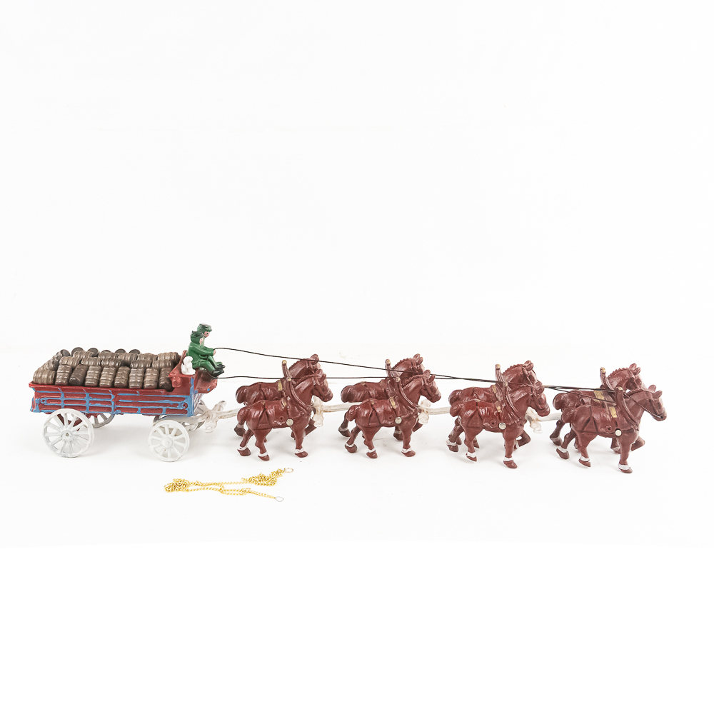Cast Iron Toy Horse Drawn Beer Wagon