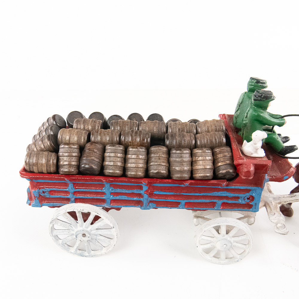 Cast Iron Toy Horse Drawn Beer Wagon