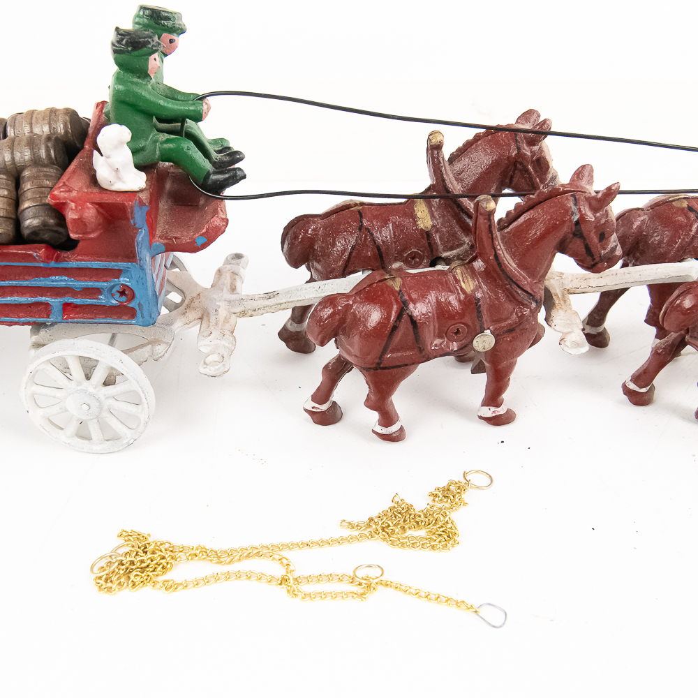 Cast Iron Toy Horse Drawn Beer Wagon