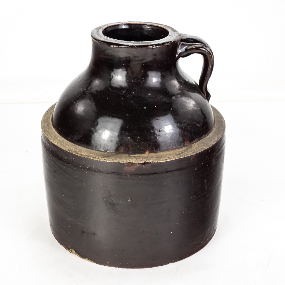 Antique Brown-Glazed Stoneware Whiskey Jug