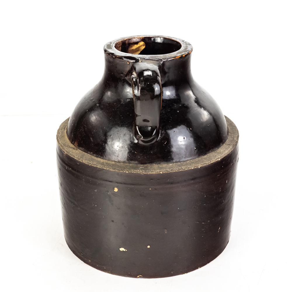 Antique Brown-Glazed Stoneware Whiskey Jug