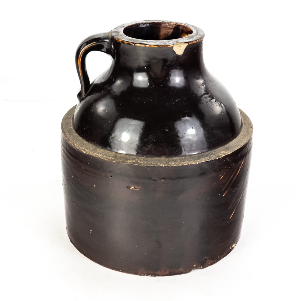 Antique Brown-Glazed Stoneware Whiskey Jug