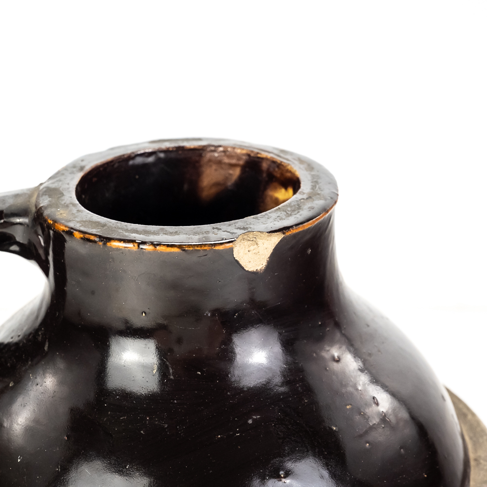 Antique Brown-Glazed Stoneware Whiskey Jug