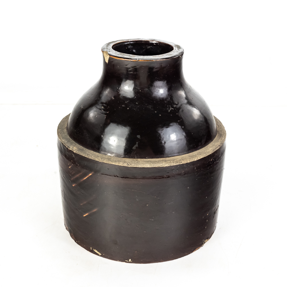 Antique Brown-Glazed Stoneware Whiskey Jug