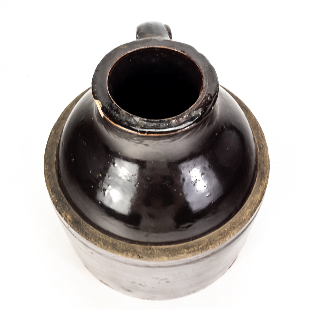 Antique Brown-Glazed Stoneware Whiskey Jug