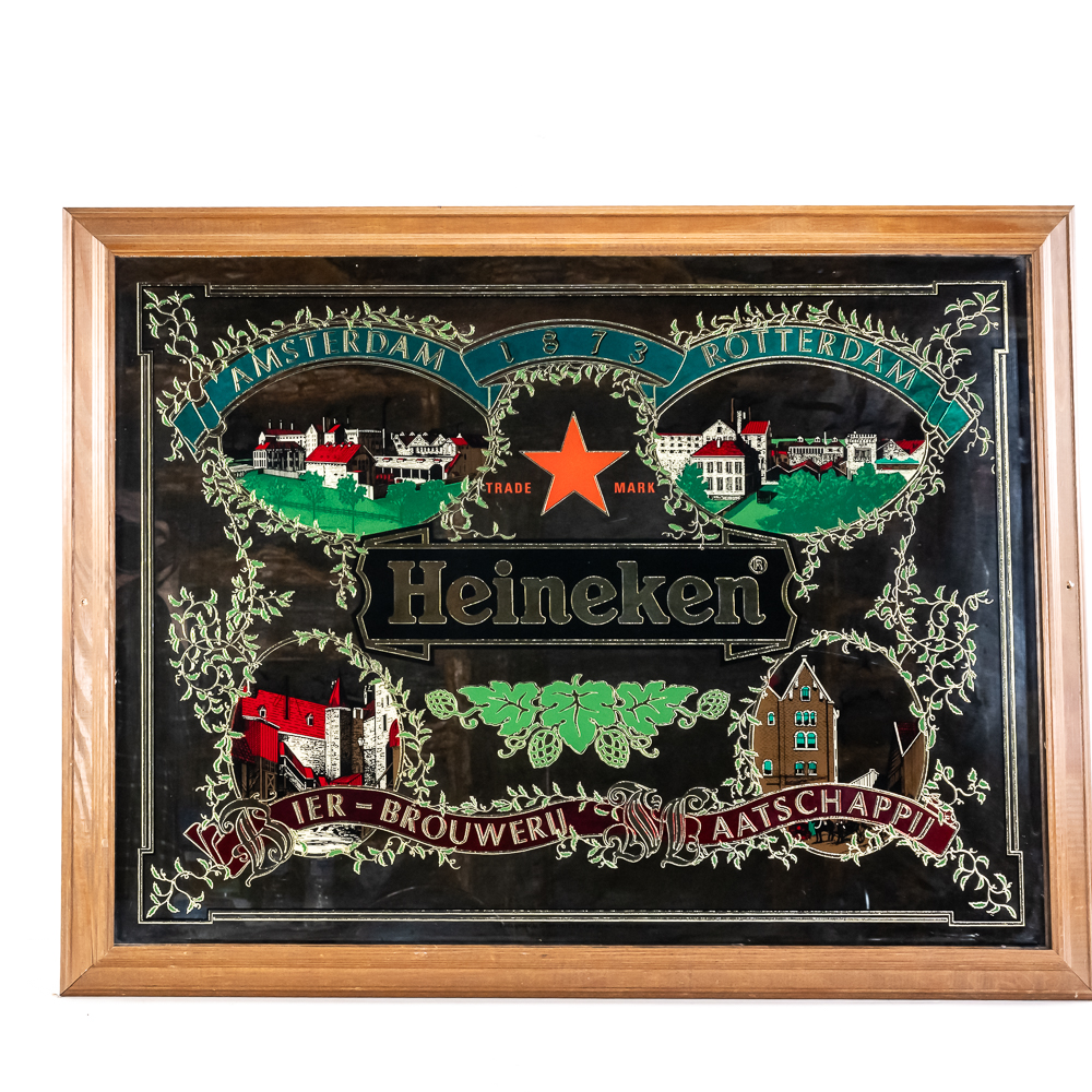 Vintage Heineken Framed Bar Mirror