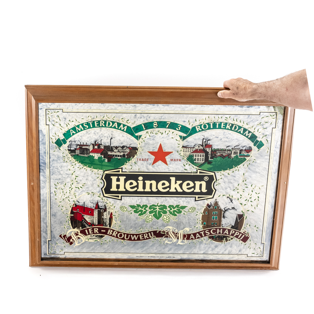 Vintage Heineken Framed Bar Mirror
