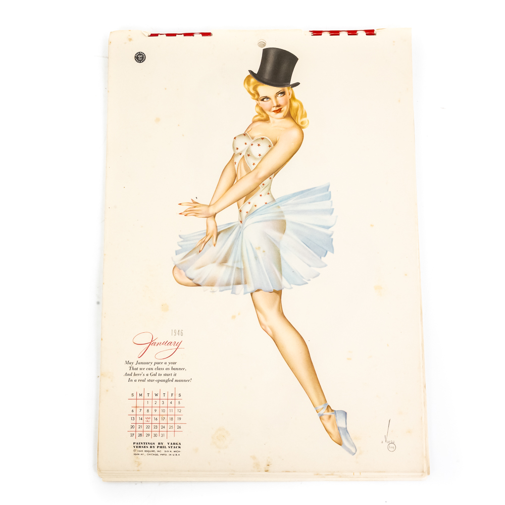 Vintage Esquire Girl Pin-Up Calendar 1946, 1947