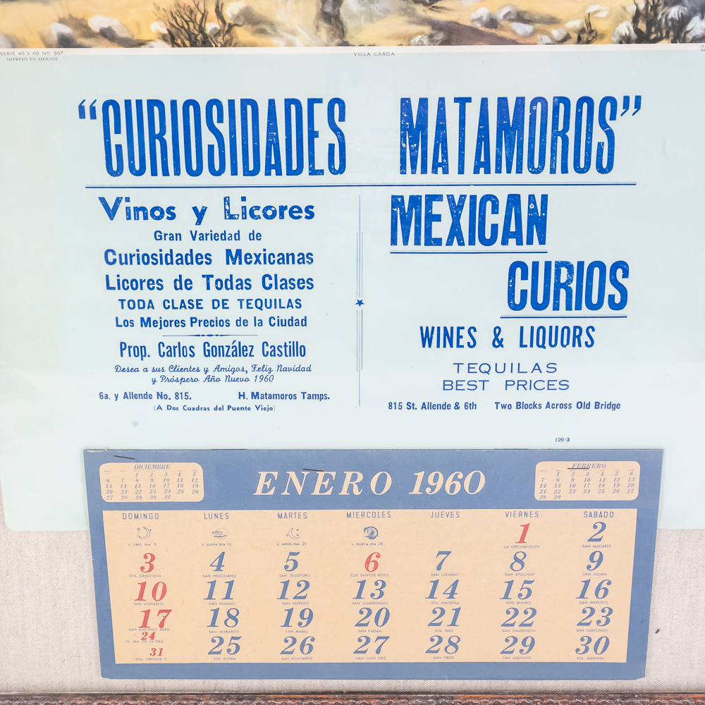 Vintage 1960 Mexican Calendar Advertisement Poster