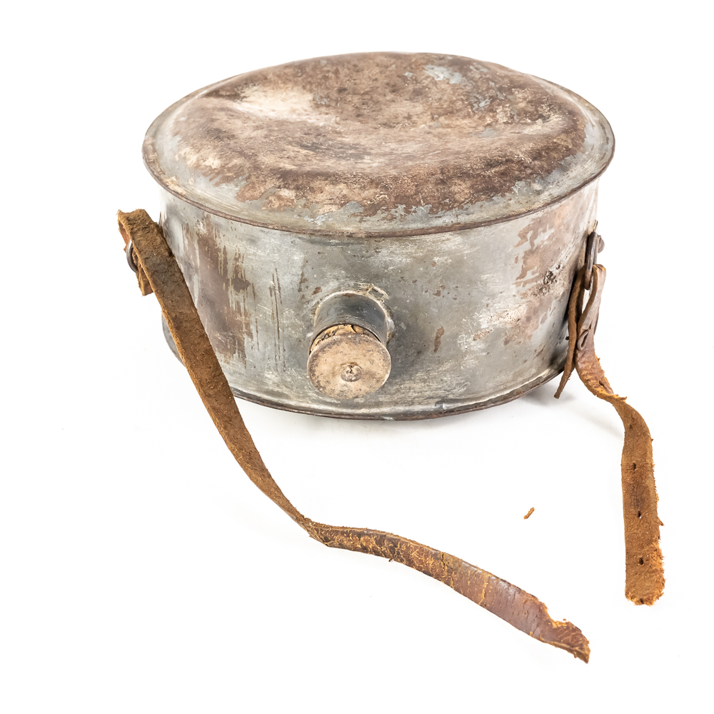Antique Drum-Style Metal Canteen