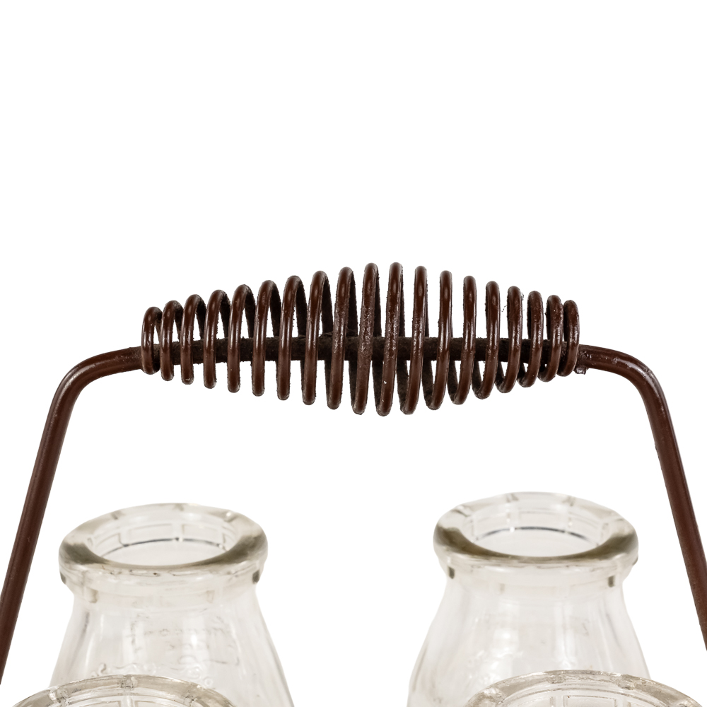 Vintage Meadow Gold Dairy Glass Bottle Caddy