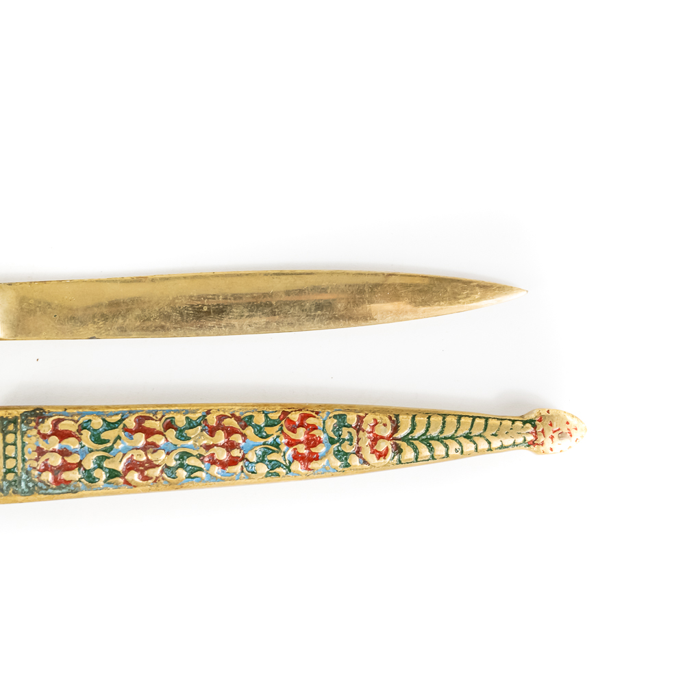 Greek Enamel Cloisonne Brass Letter Opener