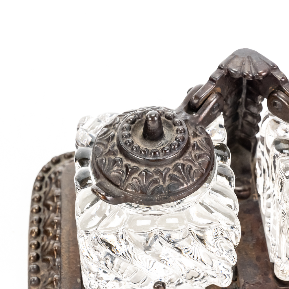 Antique Victorian-Style Double Inkwell Set