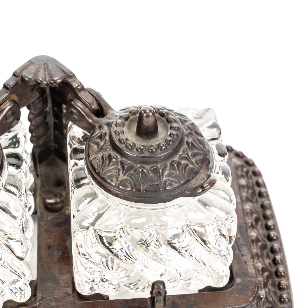 Antique Victorian-Style Double Inkwell Set