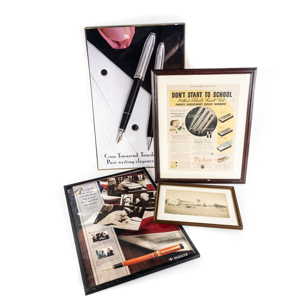 (4) Vintage Cross/Parker Fountain Pen Advertising