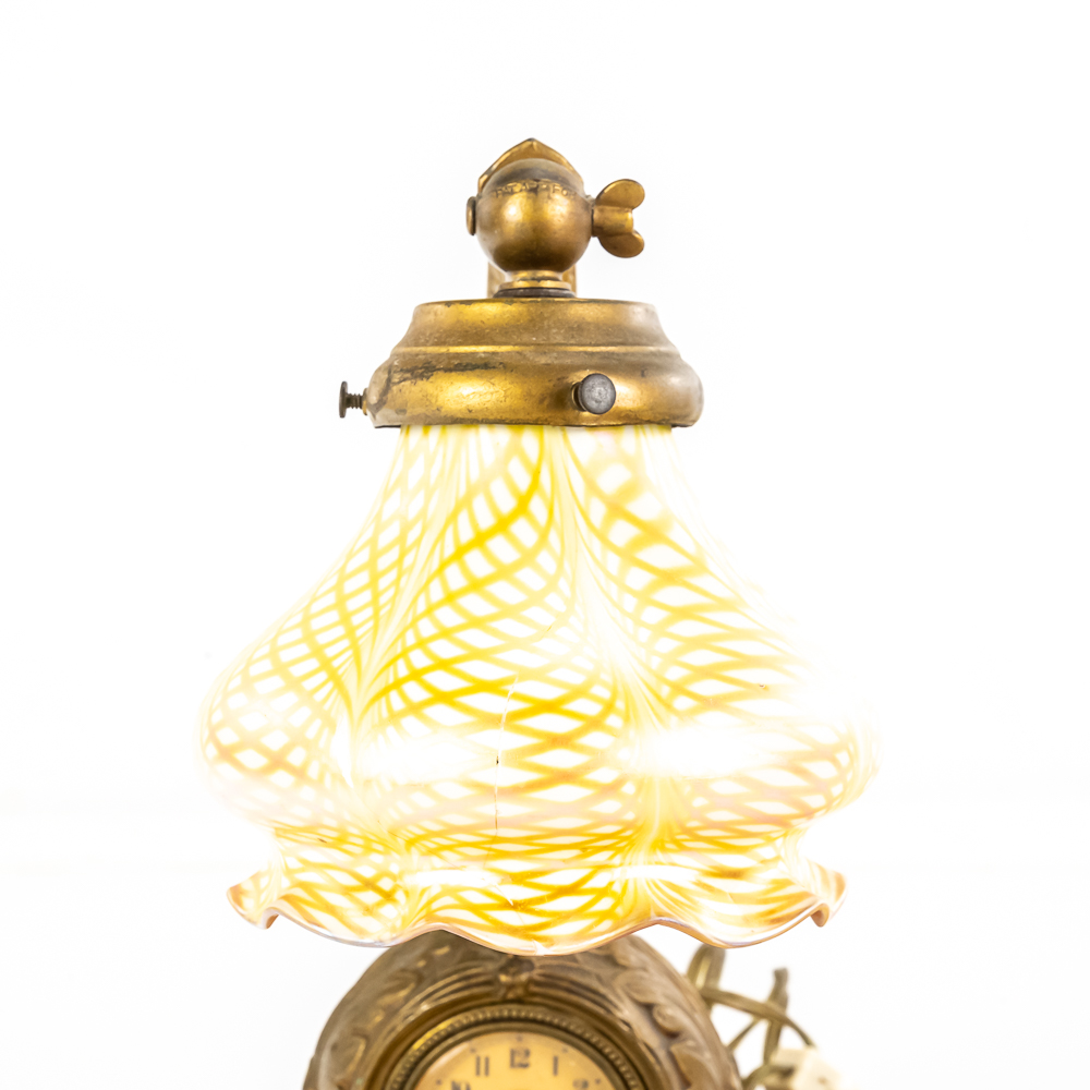Antique Art Nouveau Desk Clock Lamp