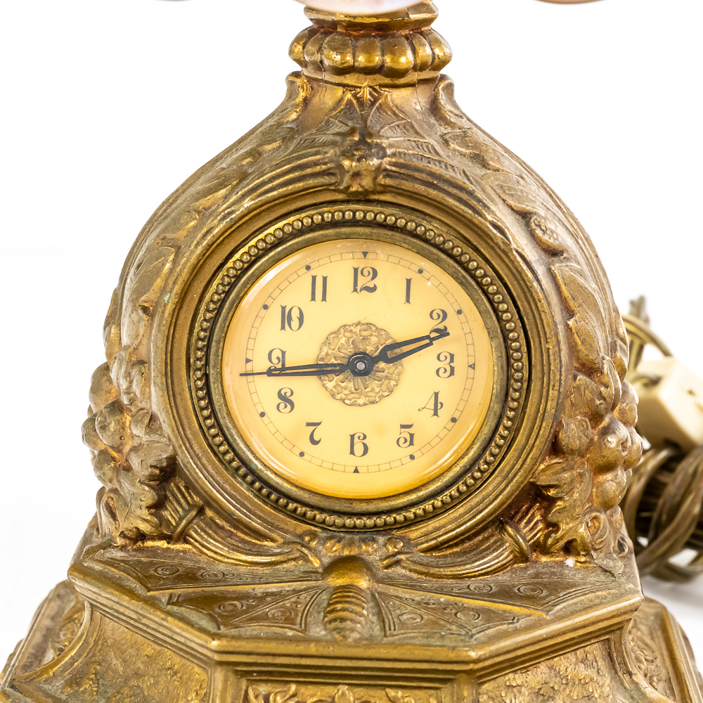 Antique Art Nouveau Desk Clock Lamp