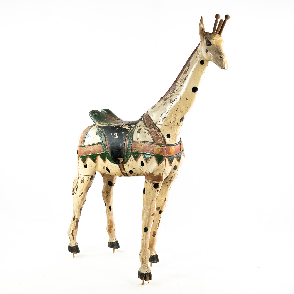 Vintage Heyn Carved Wood Carousel Giraffe