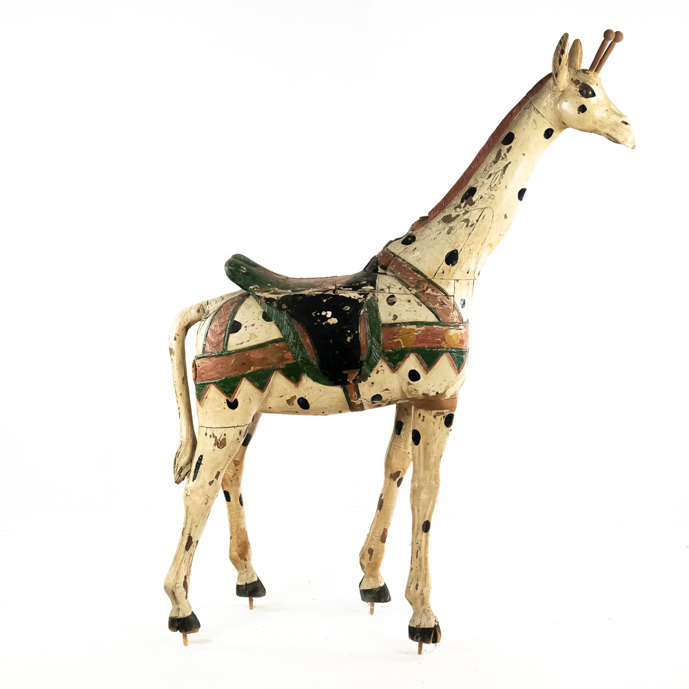 Vintage Heyn Carved Wood Carousel Giraffe