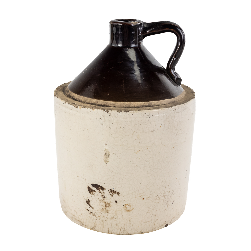 (2) Antique 1-Gallon Two-Tone Stoneware Jugs
