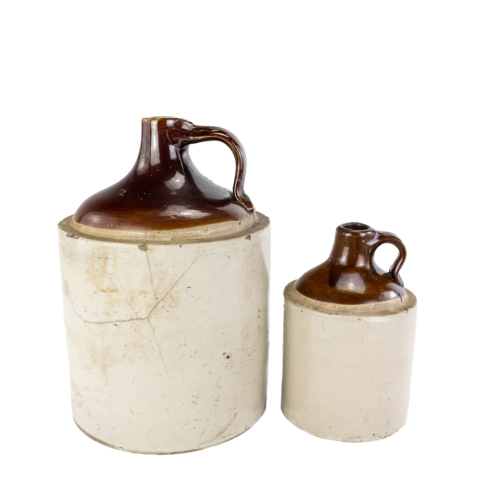 (2) Antique 1/2 & 2-Gallon Stoneware Jugs