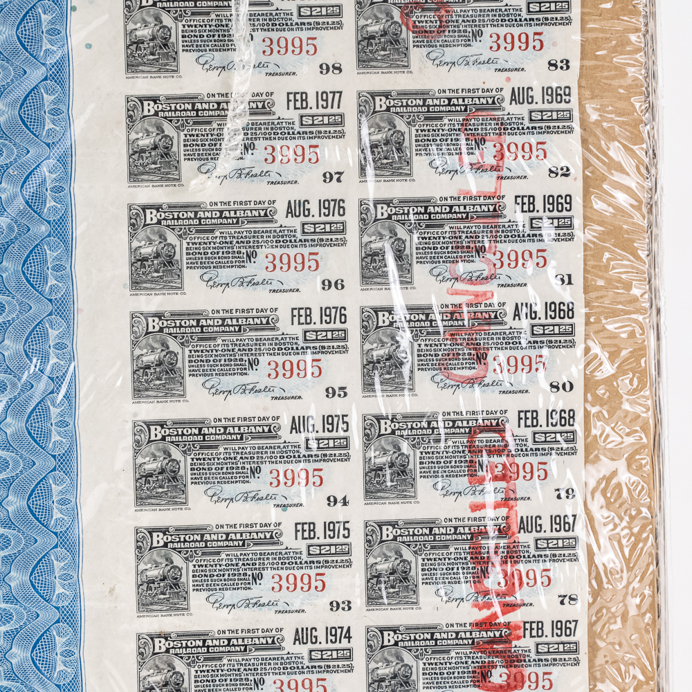 Boston & Albany RR Co Cancelled Bond Certificate