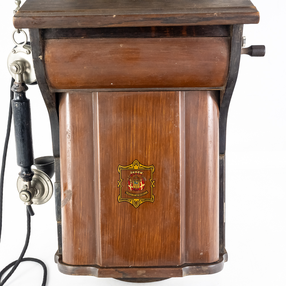 Antique Jydsk Danish Magneto Wall Telephone