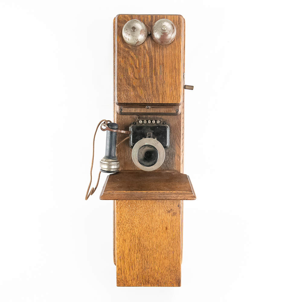 Antique Double Box Wooden Wall-Mounted Telephone