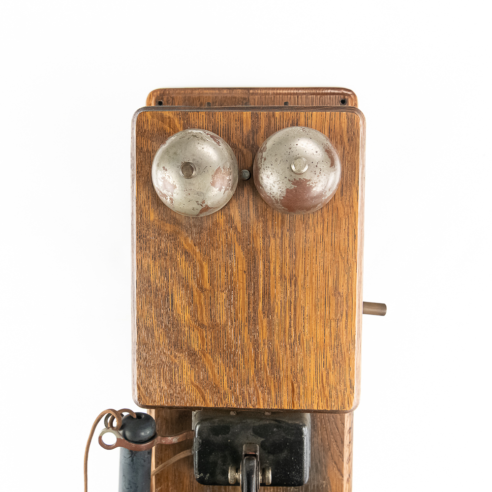 Antique Double Box Wooden Wall-Mounted Telephone