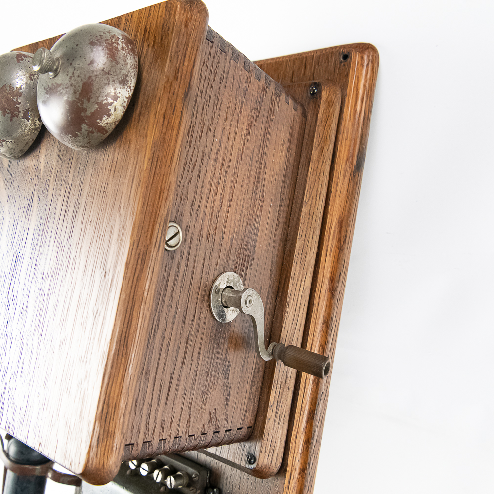 Antique Double Box Wooden Wall-Mounted Telephone
