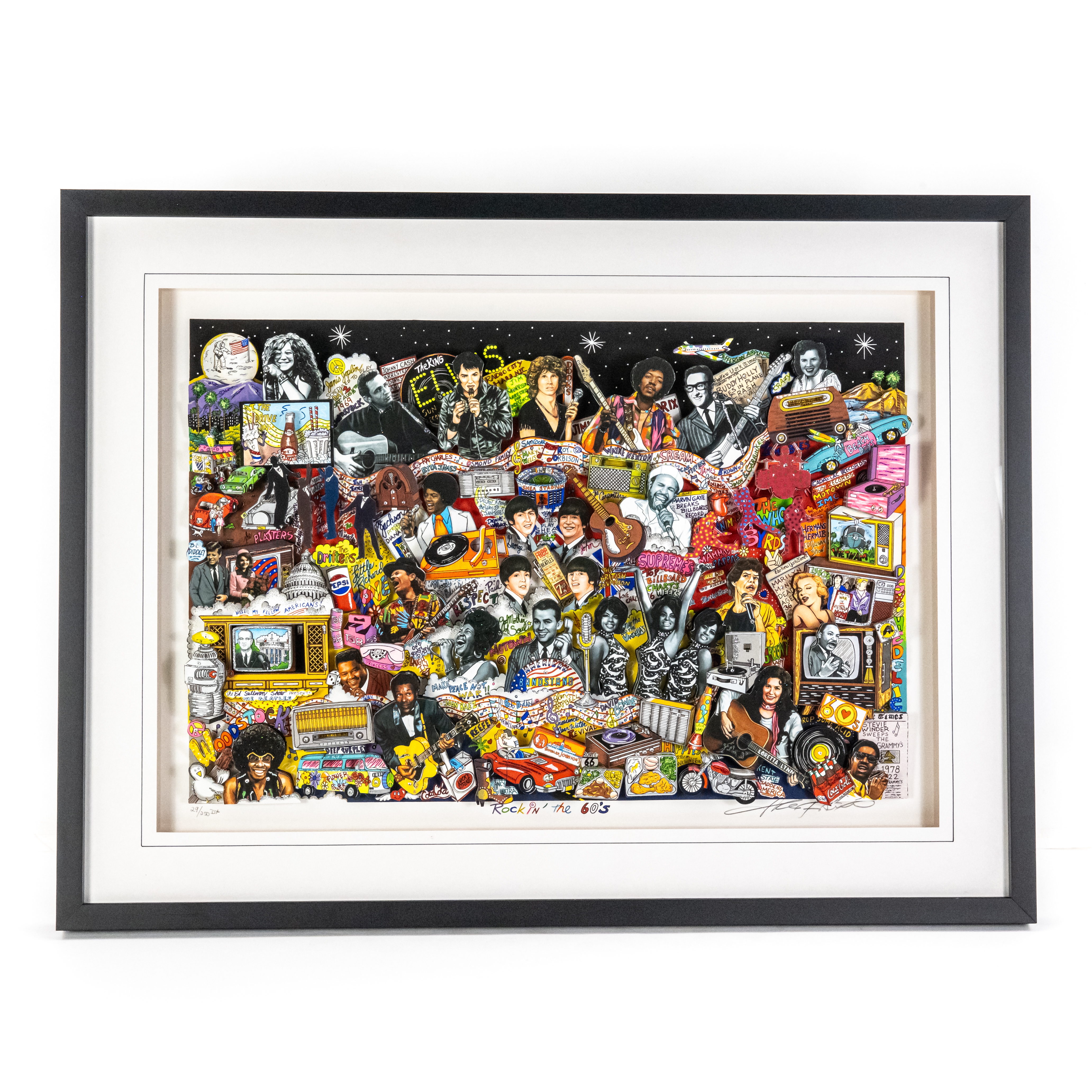Charles Fazzino Rockin in the 60s Framed 3D Litho