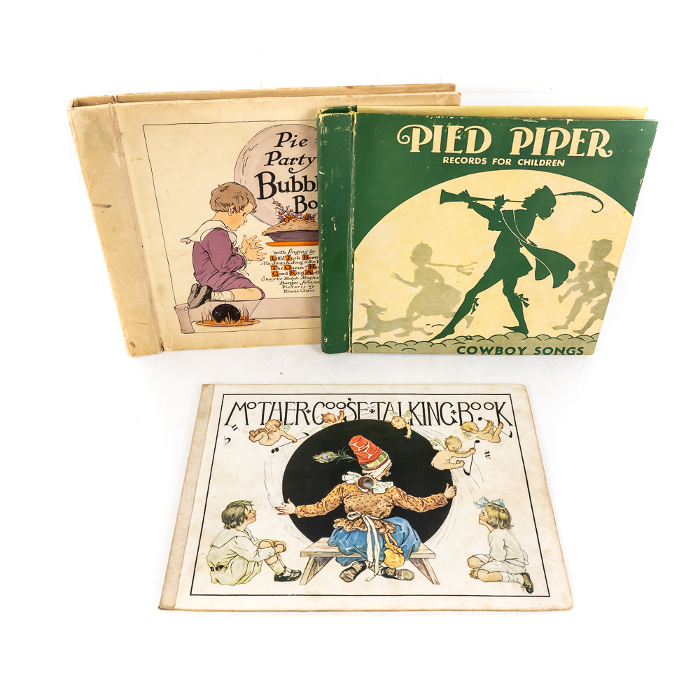 (3) Antique Children's Talking Record Books