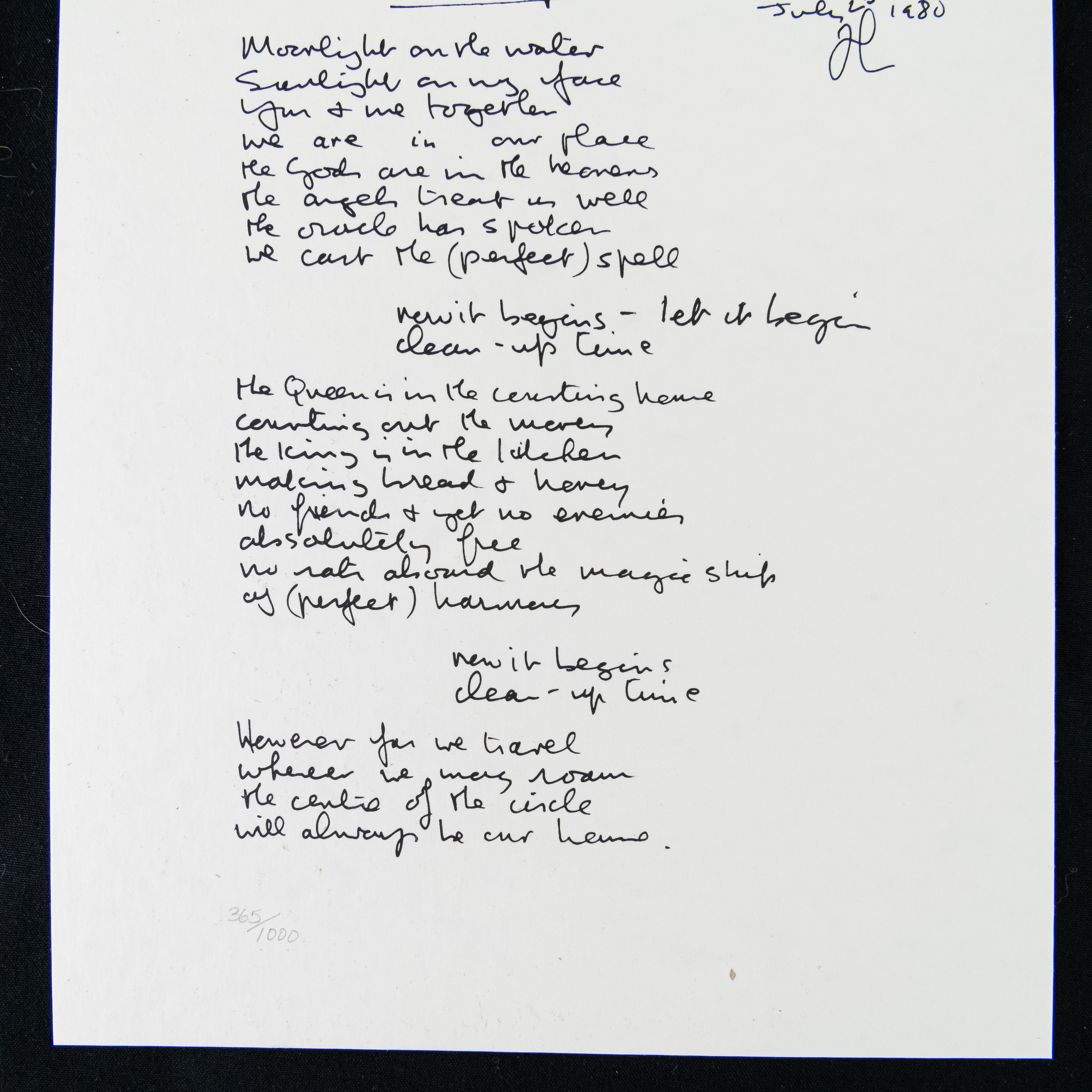 John Lennon Cleanup Time 365/1000 Silkscreen Lyric