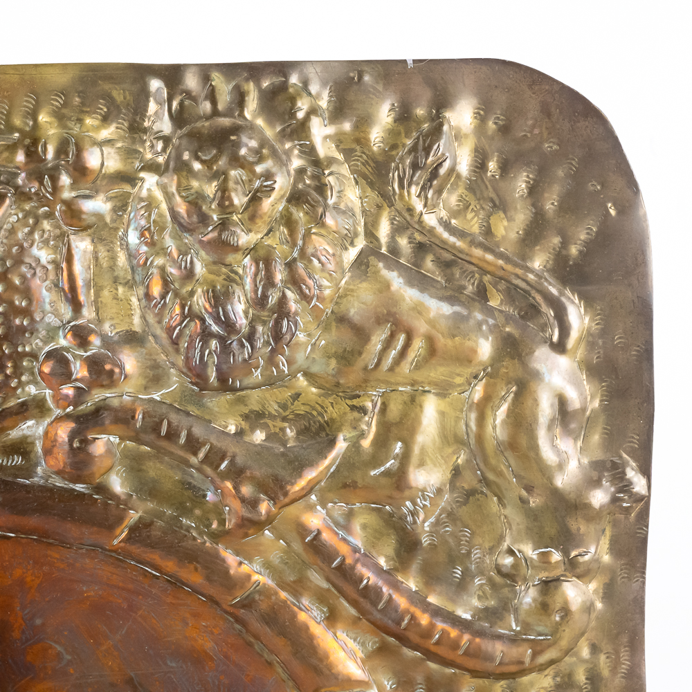Vintage Brass Repousse Wall Candle Sconce
