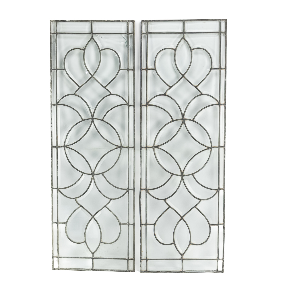 Pair of Antique Leaded Glass Window Panels