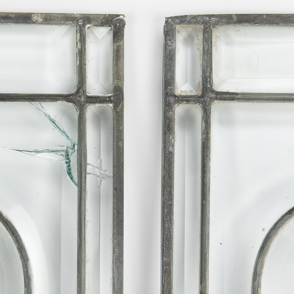 Pair of Antique Leaded Glass Window Panels