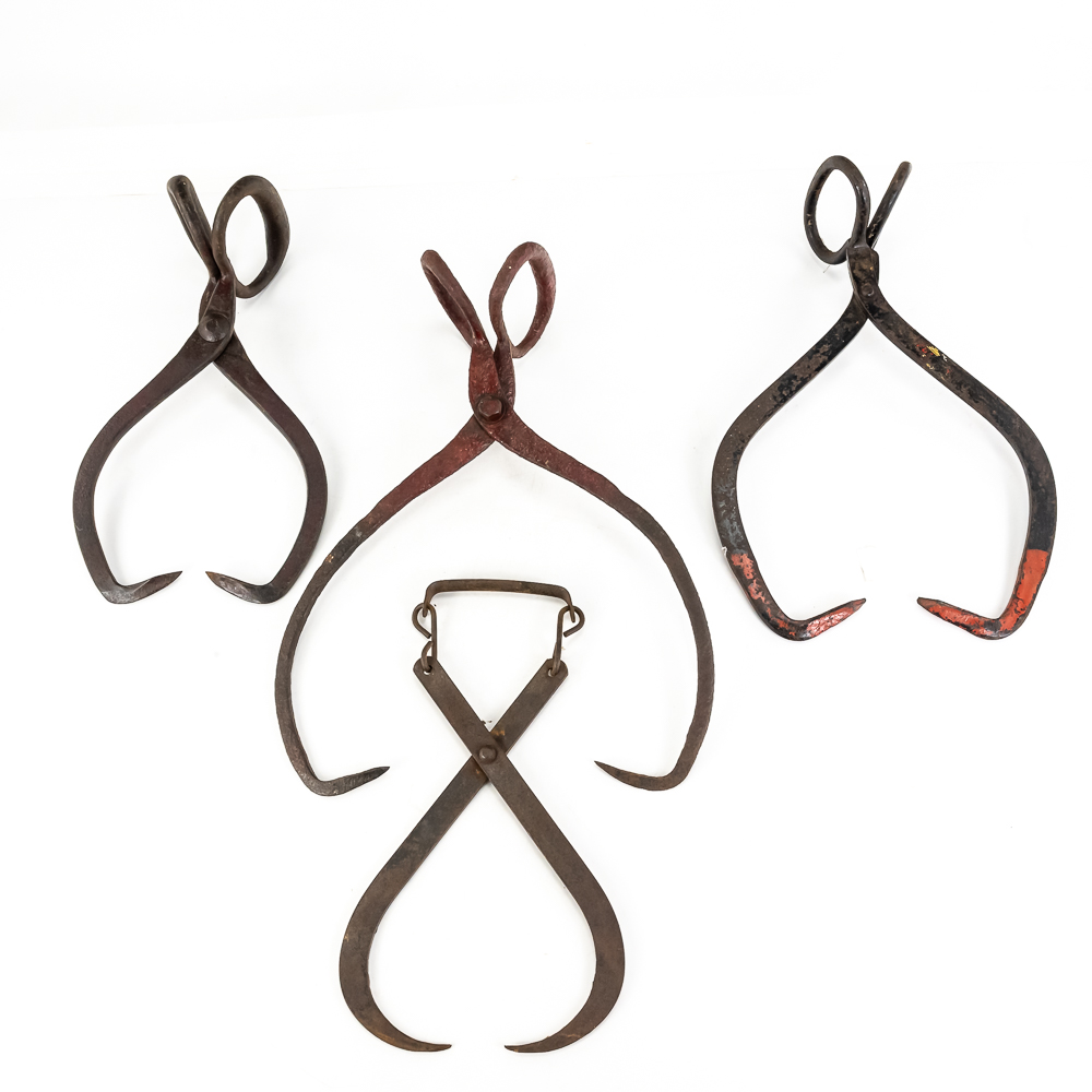(4) Antique Ice Tongs/Hay Bale Lifters