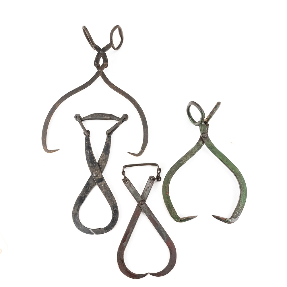 (4) Antique Hudson Forge & Gifford-Wood Ice Tongs