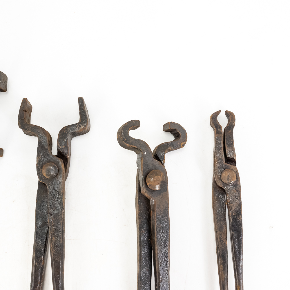 (5) Hand-Forged Blacksmith Tongs & Tools