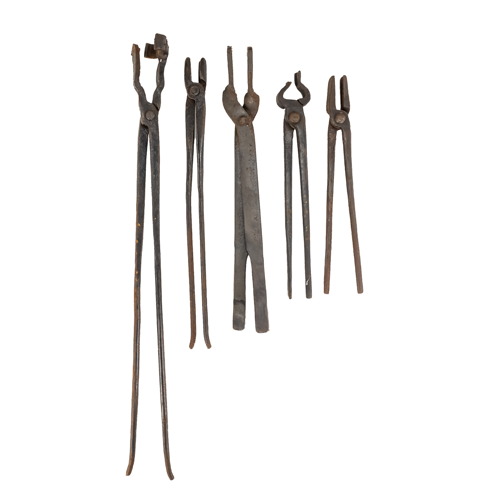 (5) Hand-Forged Blacksmith & Farrier Tongs
