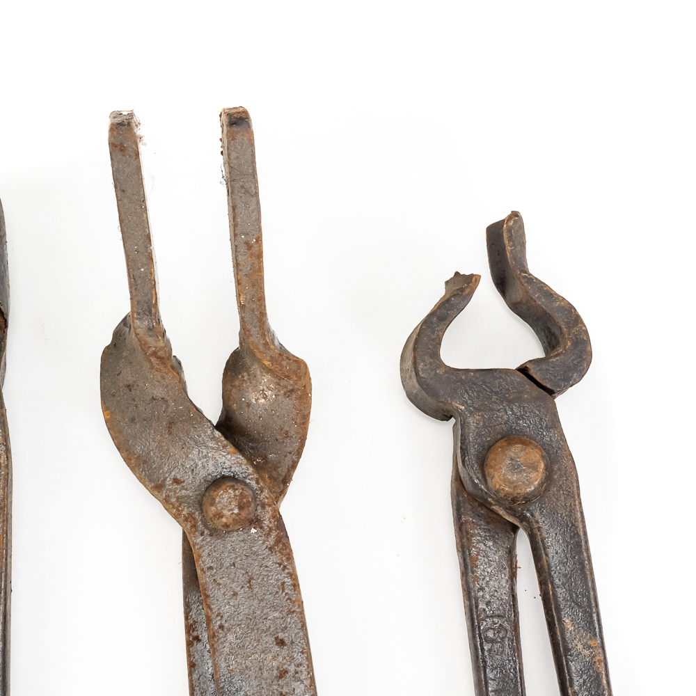 (5) Hand-Forged Blacksmith & Farrier Tongs