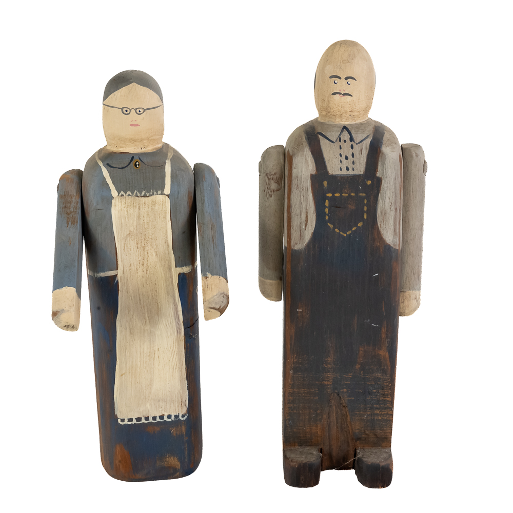 (2) Vintage Wolf Creek Folk Art Carvings